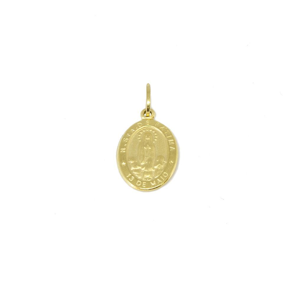 Pingente Nsra. de F�tima Oval Pequena em Ouro Amarelo 18 Kilates - 25085